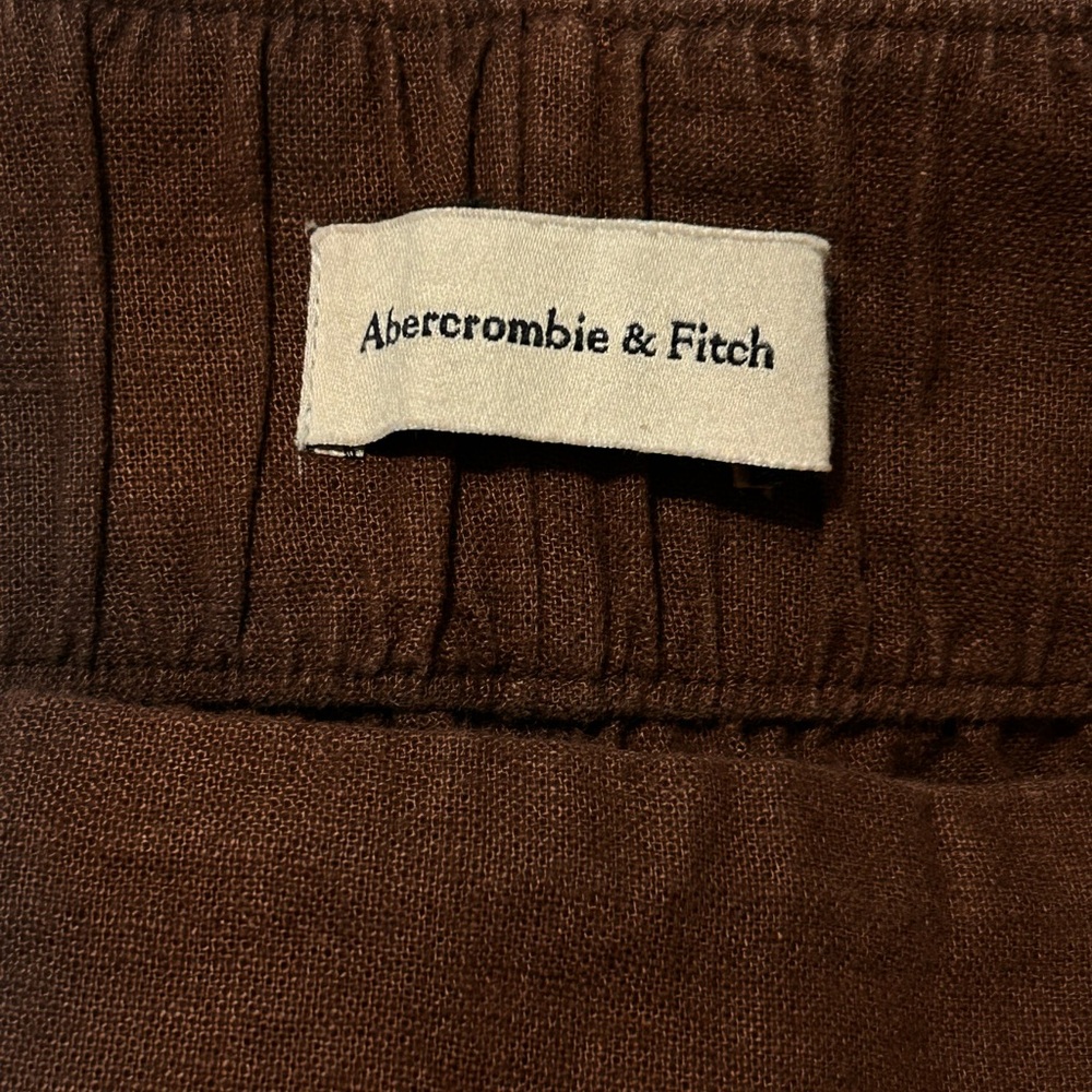 Abercrombie & Fitch Women Linen Blend Ultra Wide Leg Pull On Pant Brown Boho SzM - Picture 6 of 11